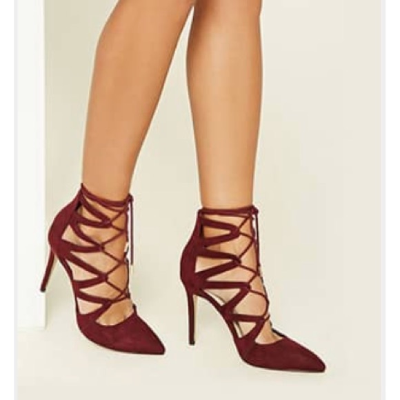 burgundy strappy shoes